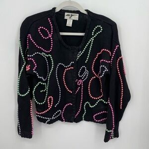 Vintage MY‎ 90’s beaded sweater black Sz M
